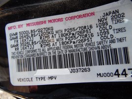 2003 MITSUBISHI MONTERO LS BLACK 3.0L AT 2WD 193890